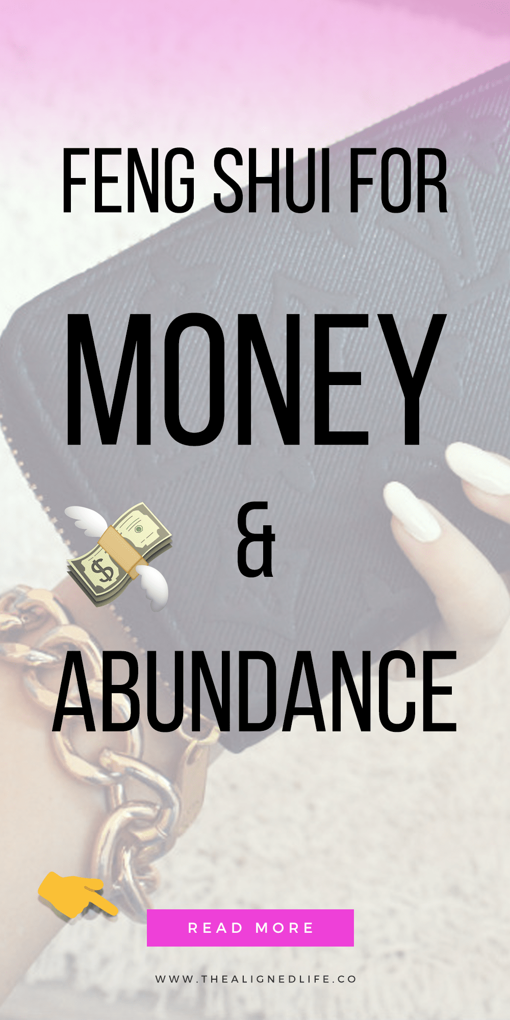 hand with wallet and text 10 Feng Shui Tricks for Money & Abundance