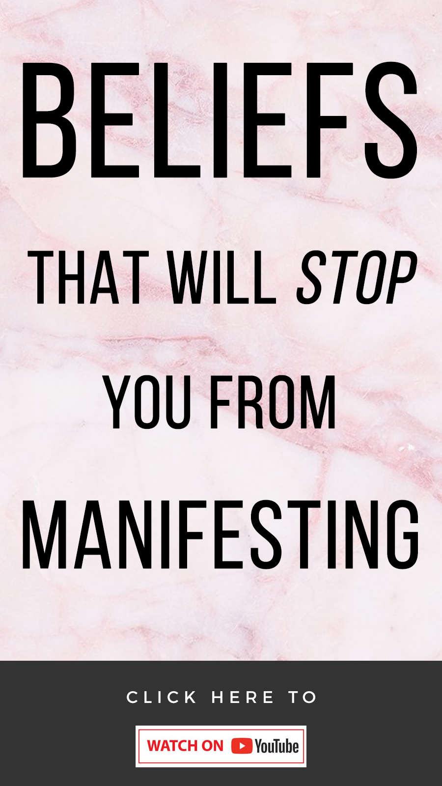 pink background with text that reads 3 Beliefs That Are Stopping You From Manifesting