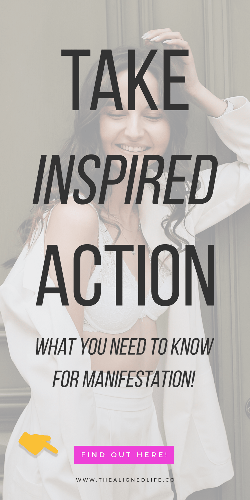 girl laughing with text that reads Take Inspired Action! What You Need To Know For Manifestation