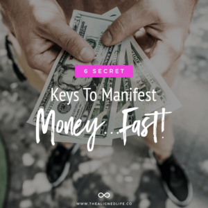 hand holding money with text 6 Secret Keys To Manifest Money Fast