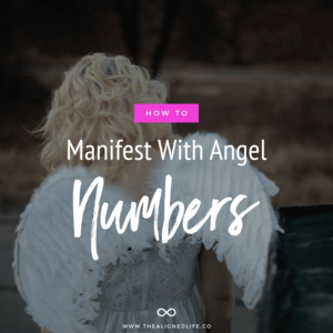 blonde with angel wings with text that reads How To Manifest With Angel Numbers