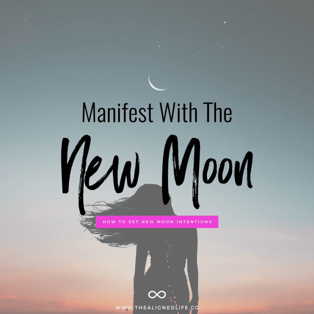 silhouette of woman with text Manifest With The Moon! How To Set New Moon Intentions