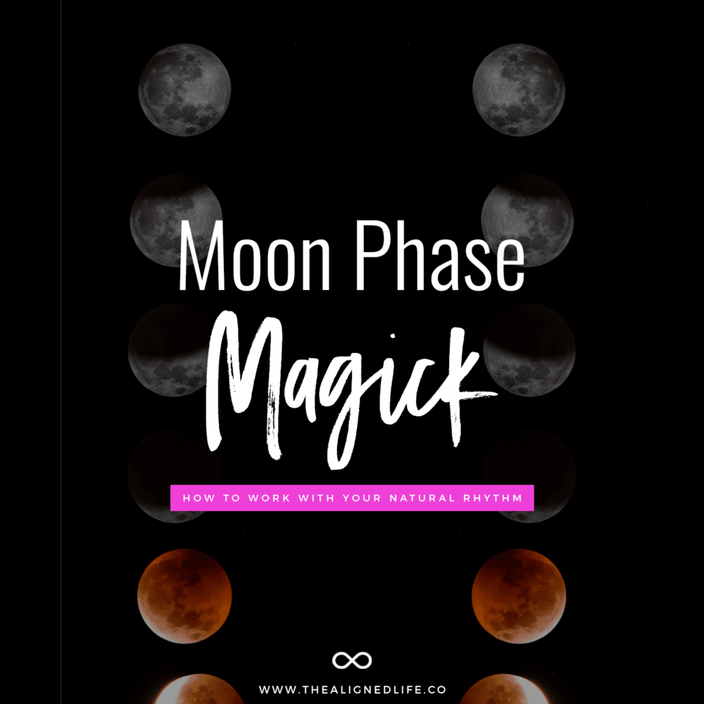 photo of moon phases with text Moon Phase Magick: How To Work With Your Natural Rhythm