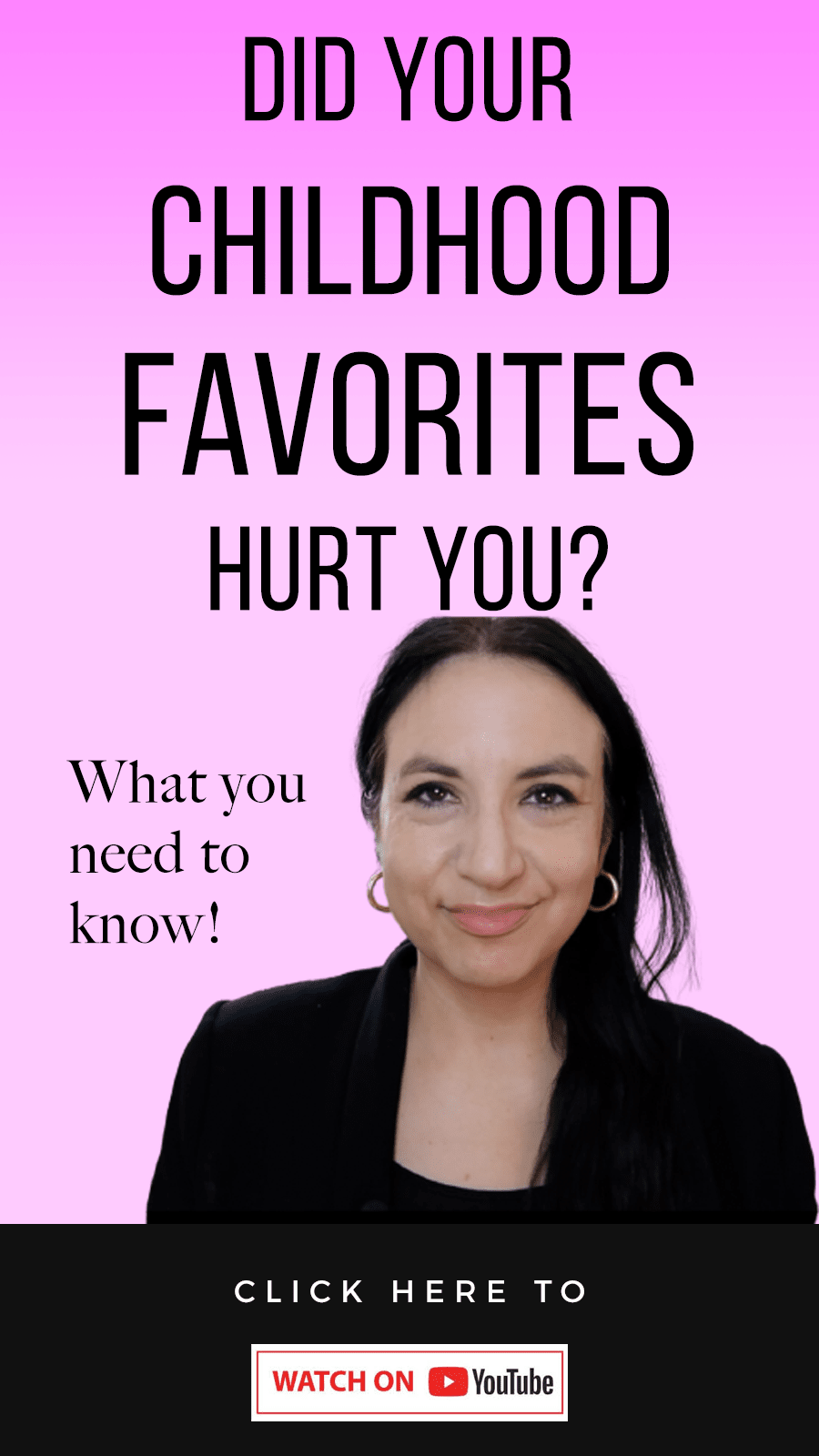 pink background with Jenn Stevens & text Recode Your Childhood Media Diet! Did Your Favorites Hurt You?