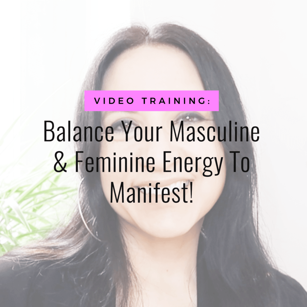 Jenn Stevens with text Balance Your Masculine & Feminine Energy To Manifest!