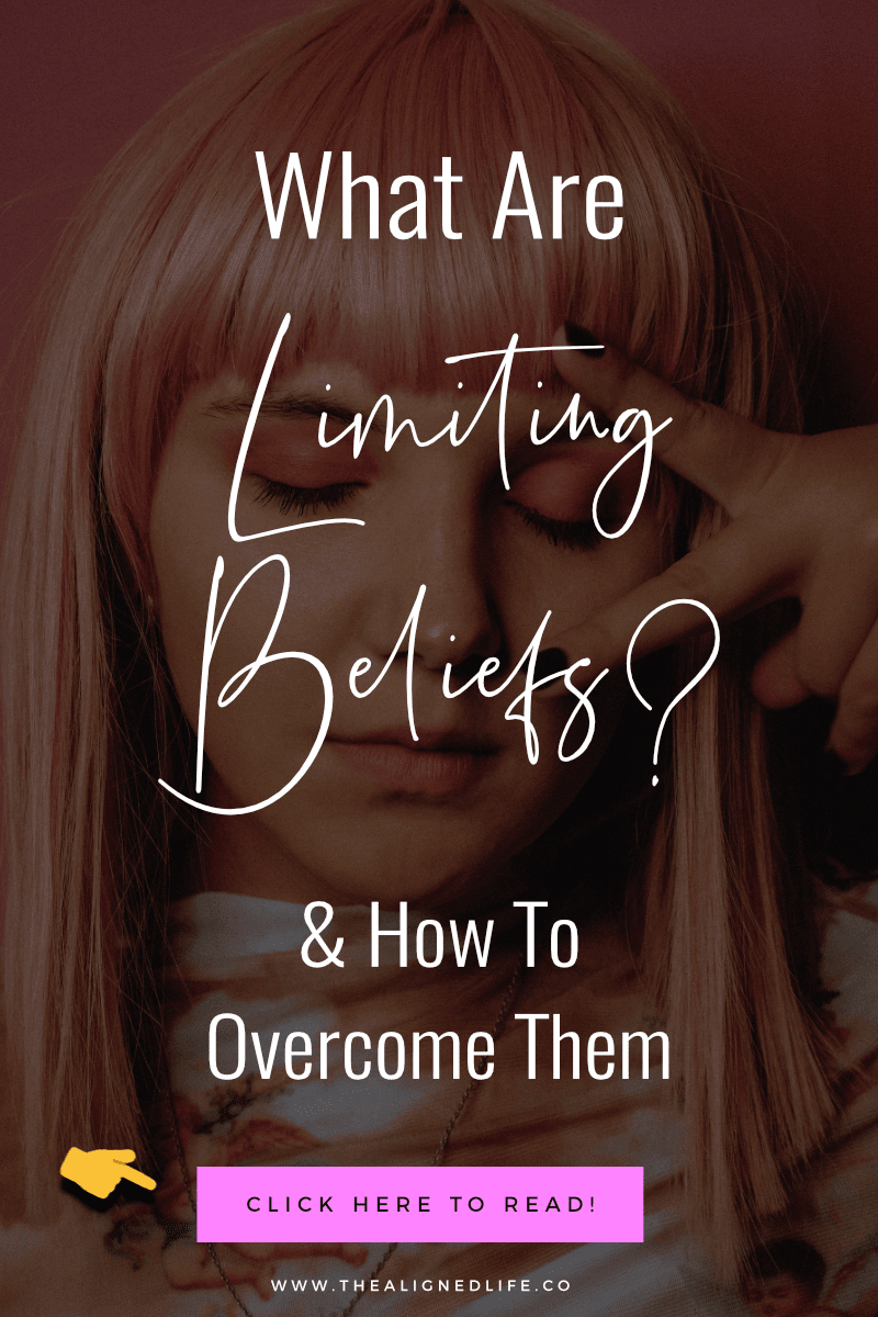 woman with pink hair & text What Are Limiting Beliefs & How To Overcome Them