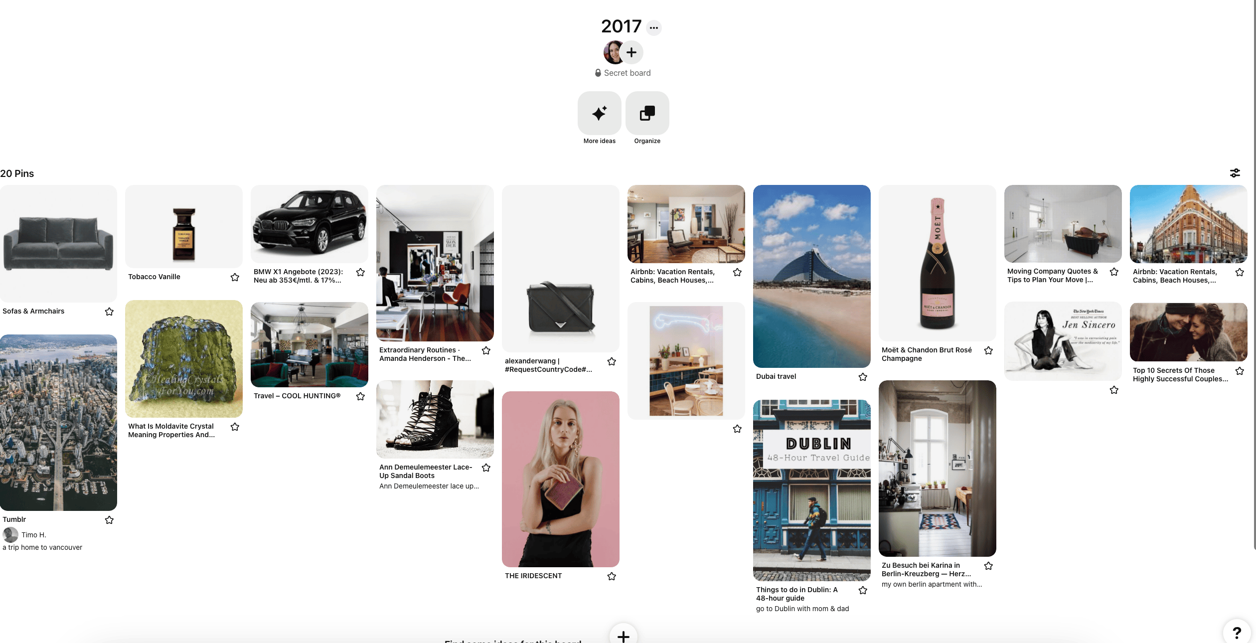 Pinterest Vision Board Example