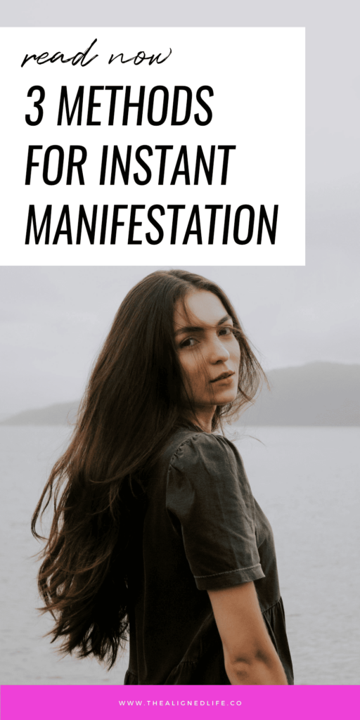 woman with long brown hair standing in front of the ocean | 3 Methods for Instant Manifestation | The Aligned Life Manifestation Blog