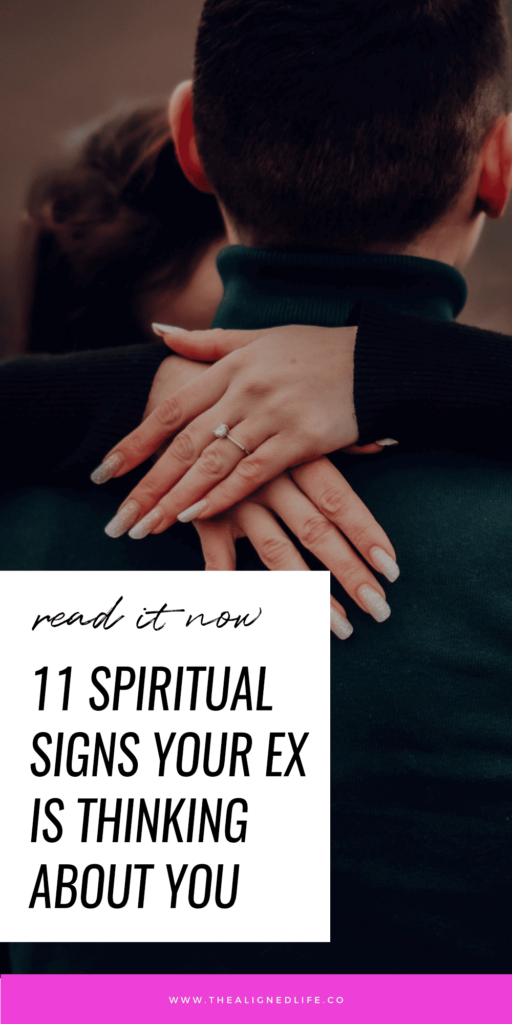 woman with engagement ring with her hands around a man's neck | 11 Spiritual Signs Your Ex Is Thinking About You | The Aligned Life