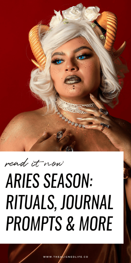 woman with horns on her head | Aries Season Report: Journal Prompts, Ritual Ideas & More | The Aligned Life Manifestation + Spirituality Blog
