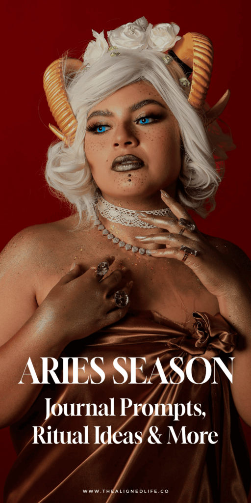 woman with horns on her head | Aries Season Report: Journal Prompts, Ritual Ideas & More | The Aligned Life Manifestation + Spirituality Blog