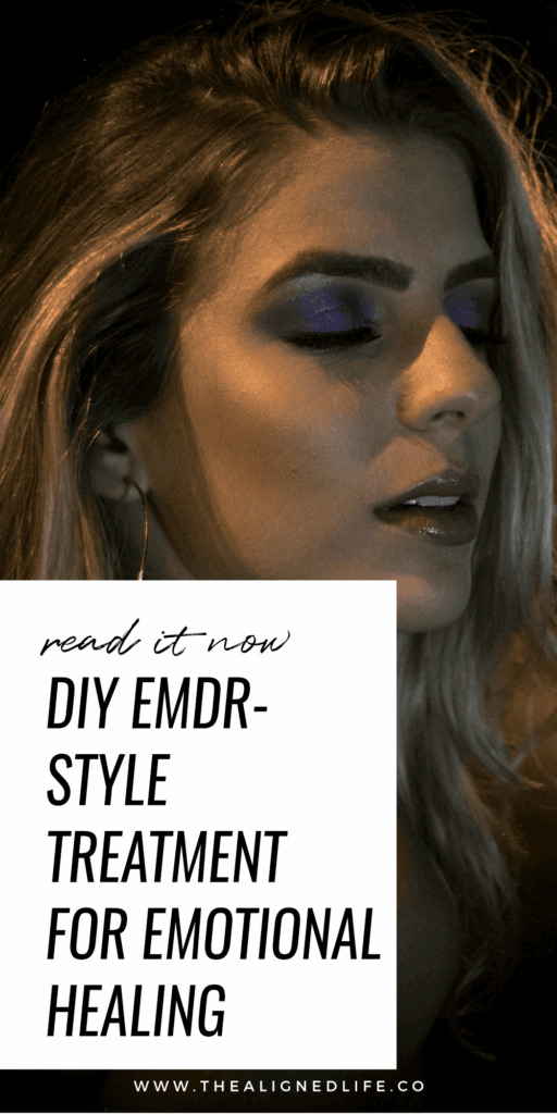 blonde woman with purple eye shadow on a dark street | DIY EMDR: Home Treatment For Emotional Healing | The Aligned Life