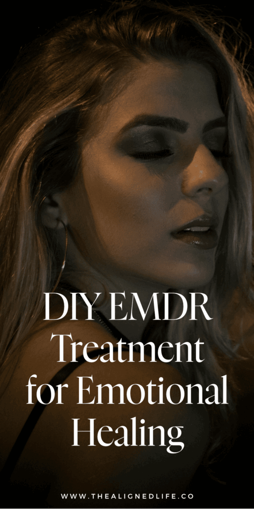 blonde woman with purple eye shadow on a dark street | DIY EMDR: Home Treatment For Emotional Healing | The Aligned Life
