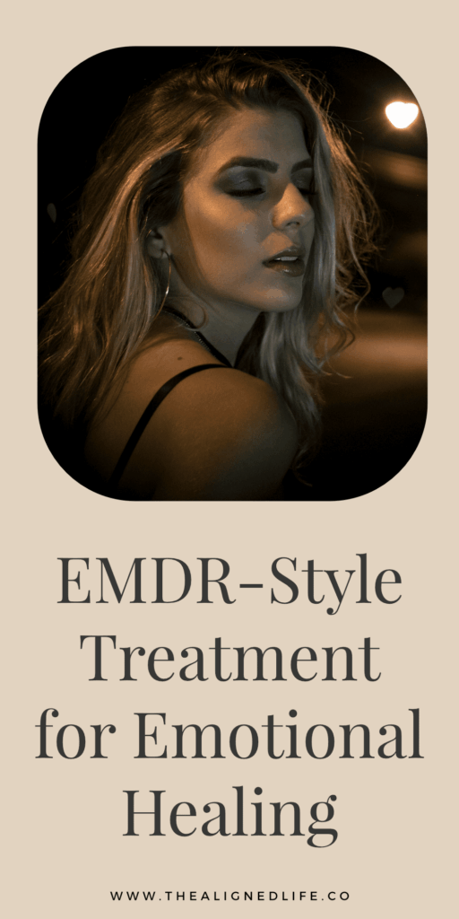 blonde woman with purple eye shadow on a dark street | DIY EMDR: Home Treatment For Emotional Healing | The Aligned Life