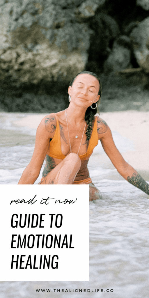 woman with her eyes closed at the beach | Emotional Healing Guide | The Aligned Life Blog