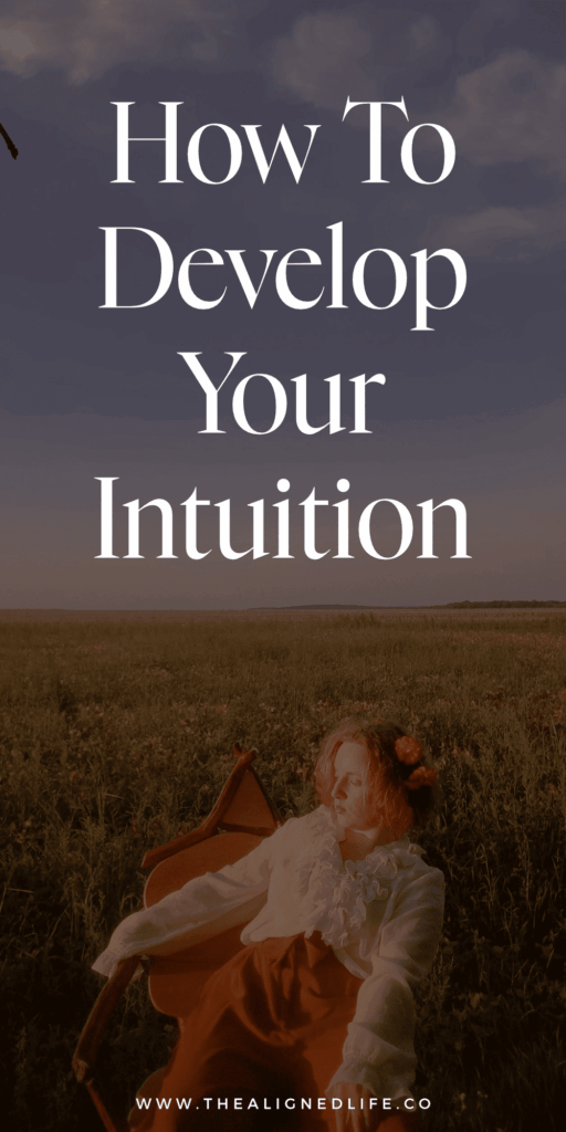 woman with a flower crown sitting in a chair in a field | How To Develop Your Intuition | The Aligned Life Manifestation Blog