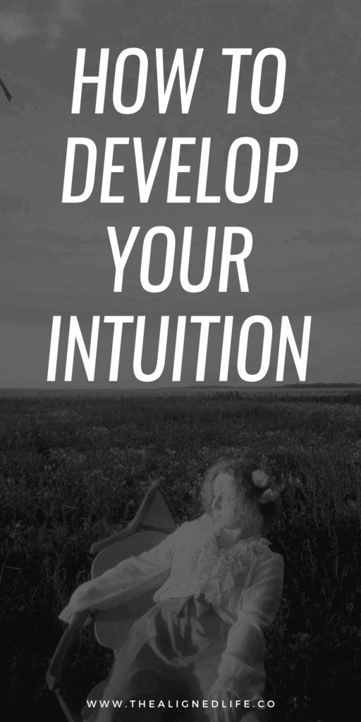 woman with a flower crown sitting in a chair in a field | How To Develop Your Intuition | The Aligned Life Manifestation Blog