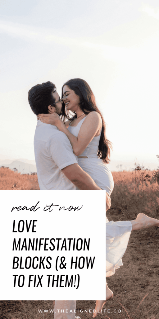 couple wearing white kissing in a field | Top Love Manifestation Blocks (& How To Fix Them!) | The Aligned Life Manifestation Blog