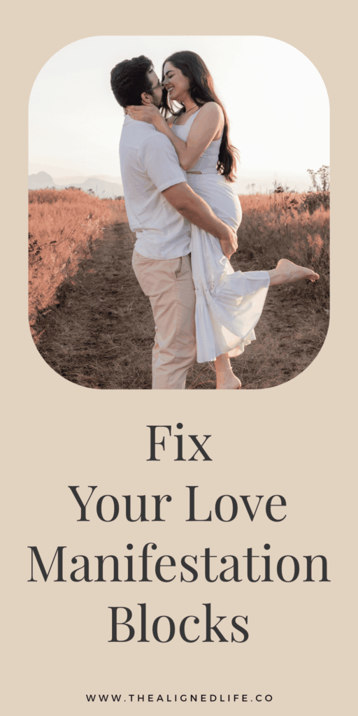 couple wearing white kissing in a field | Top Love Manifestation Blocks (& How To Fix Them!) | The Aligned Life Manifestation Blog