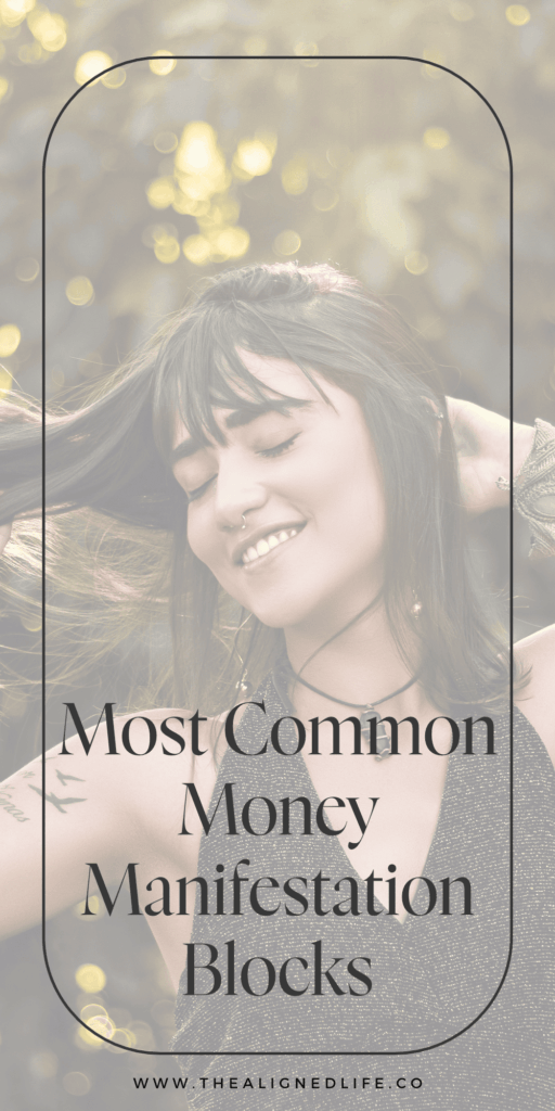 girl with her eyes closed playing with her hair | Most Common Money Manifestation Blocks (& How To Banish Them!) | The Aligned Life Manifestation Blog