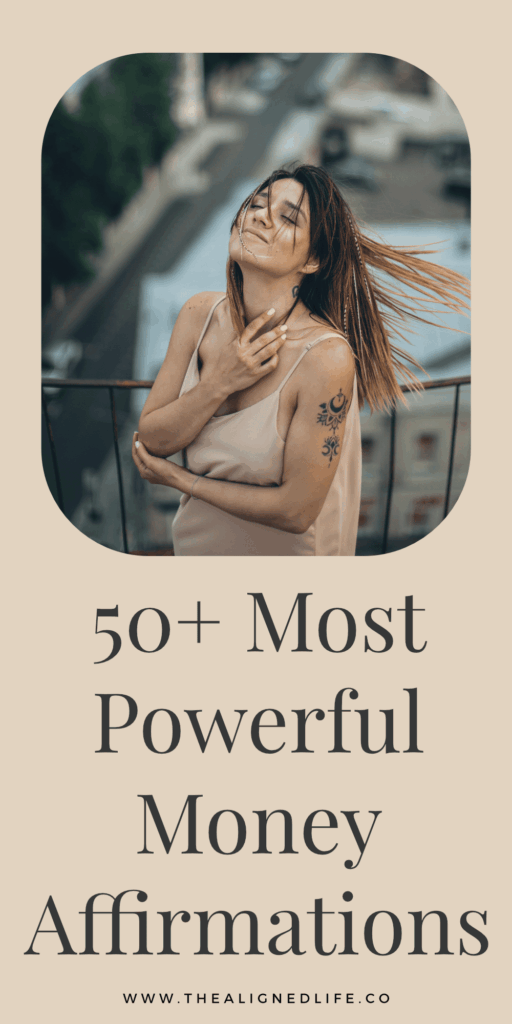 woman on a rooftop with her eyes closed | The Most Powerful Money Affirmations Ever | The Aligned Life Manifestation Blog