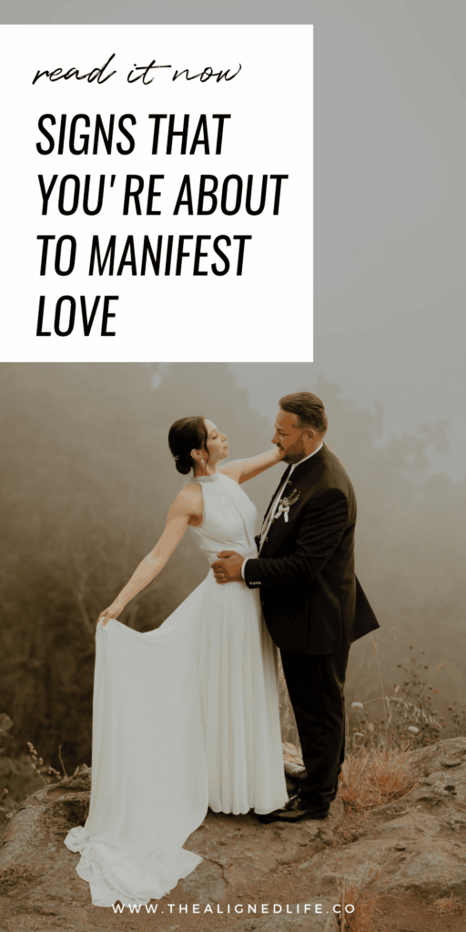 bride and groom in the fog standing on a rock | 7 Signs That You're About To Manifest Love | The Aligned Life Manifestation Blog