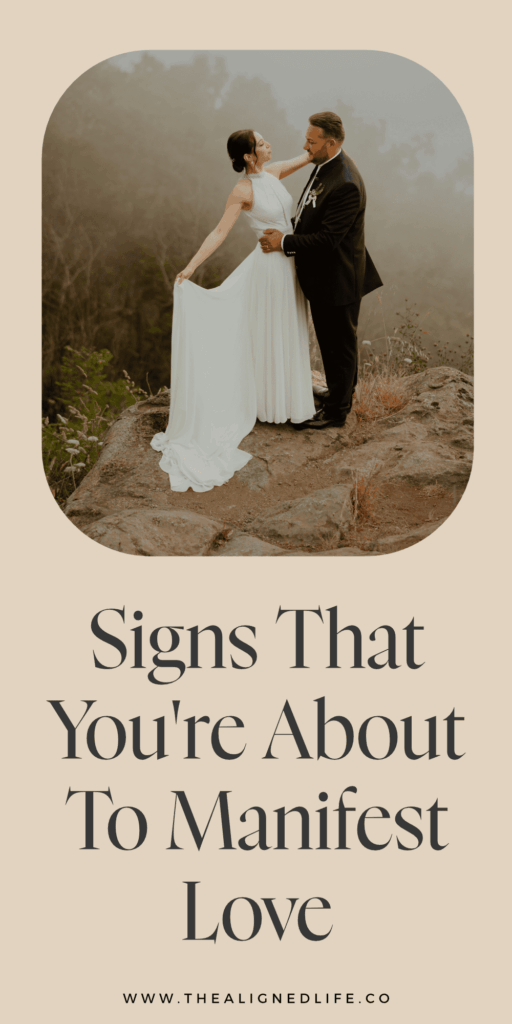 bride and groom in the fog standing on a rock | 7 Signs That You're About To Manifest Love | The Aligned Life Manifestation Blog