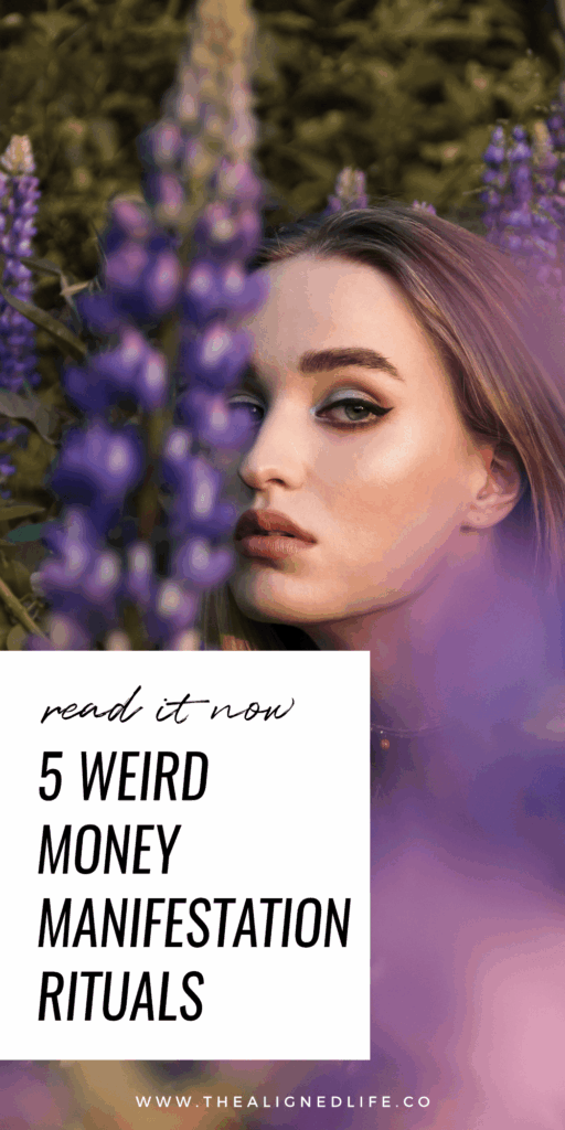 woman with red hair surrounded by lilacs | Weird Money Manifestation Rituals | The Aligned Life Manifestation Blog