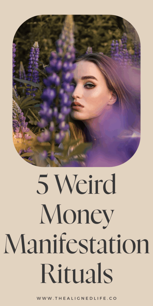 woman with red hair surrounded by lilacs | Weird Money Manifestation Rituals | The Aligned Life Manifestation Blog