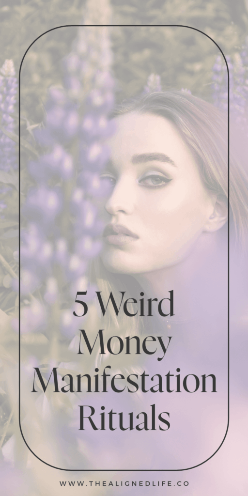 woman with red hair surrounded by lilacs | Weird Money Manifestation Rituals | The Aligned Life Manifestation Blog