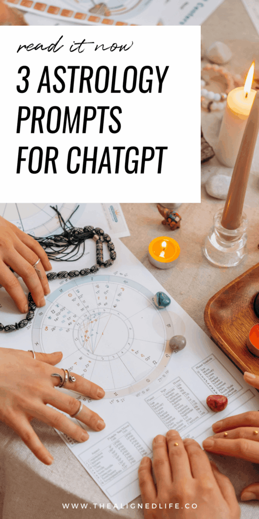 hands on an astrology birthchart with crystals | 3 Astrology Prompts for ChatGPT | The Aligned Life Manifestation + Spirituality Blog