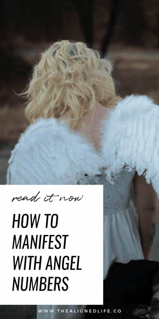 blonde girl wearing angel wings | How To Manifest With Angel Numbers | The Aligned Life Manifestation Blog
