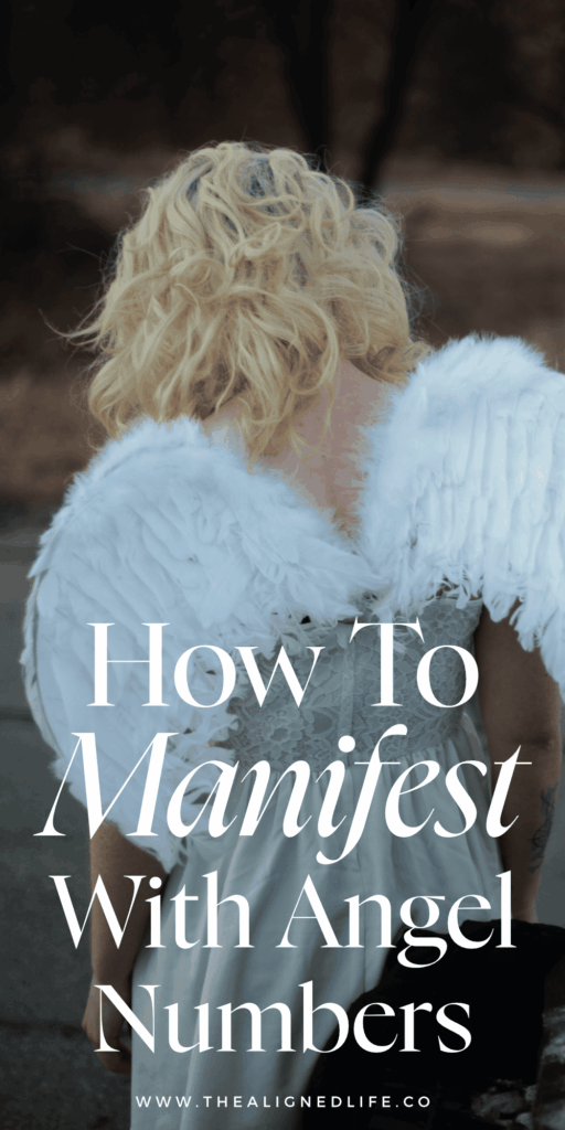 blonde girl wearing angel wings | How To Manifest With Angel Numbers | The Aligned Life Manifestation Blog