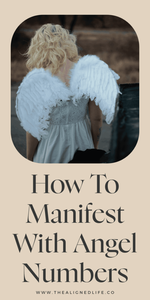 blonde girl wearing angel wings | How To Manifest With Angel Numbers | The Aligned Life Manifestation Blog