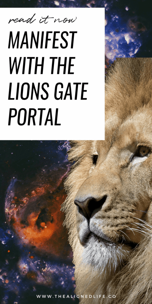 a lions head in front of starry sky | How To Manifest With The Lions Gate Portal | The Aligned Life Manifestation Blog