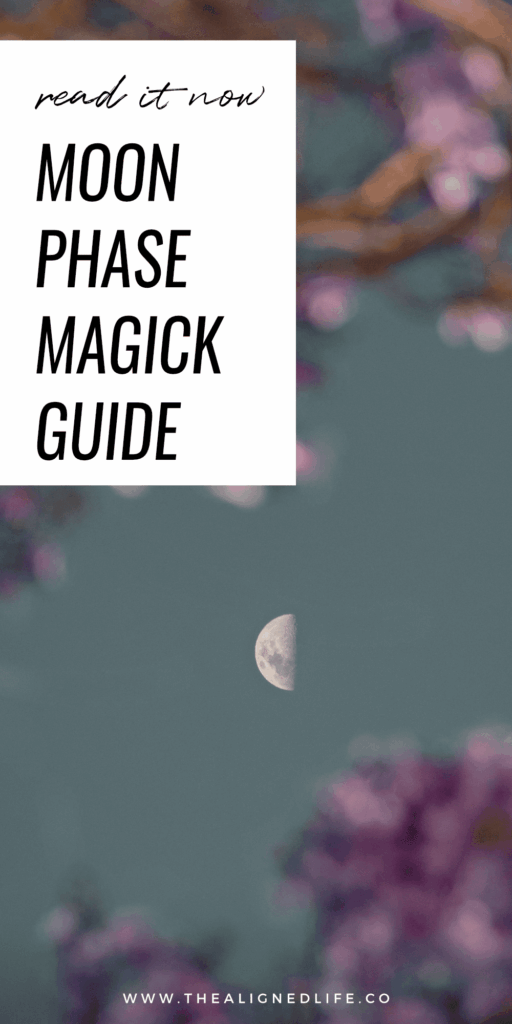 purple leaves with moon in the sky | Moon Phase Magick: Harness The Power of Moon Phases | The Aligned Life Manifestation Blog