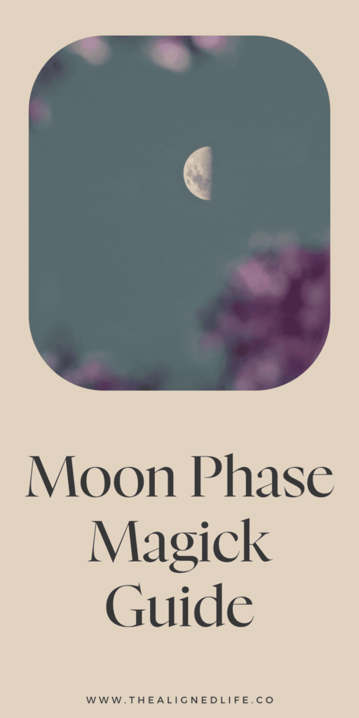 purple leaves with moon in the sky | Moon Phase Magick: Harness The Power of Moon Phases | The Aligned Life Manifestation Blog