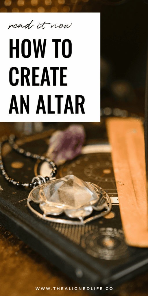 crystals and palo santo on an altar | How to Create An Altar: Creating Your Sacred Space | The Aligned Life Manifestation Blog