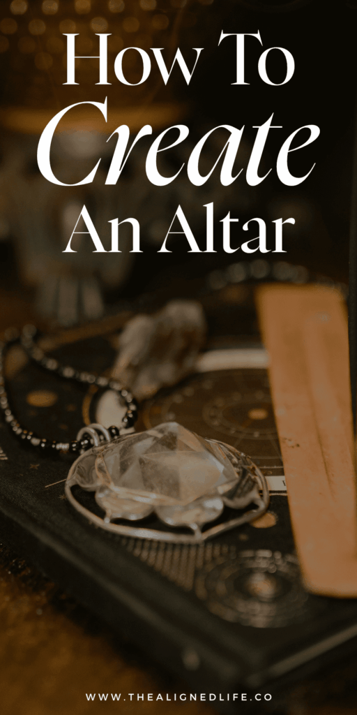 crystals and palo santo on an altar | How to Create An Altar: Creating Your Sacred Space | The Aligned Life Manifestation Blog
