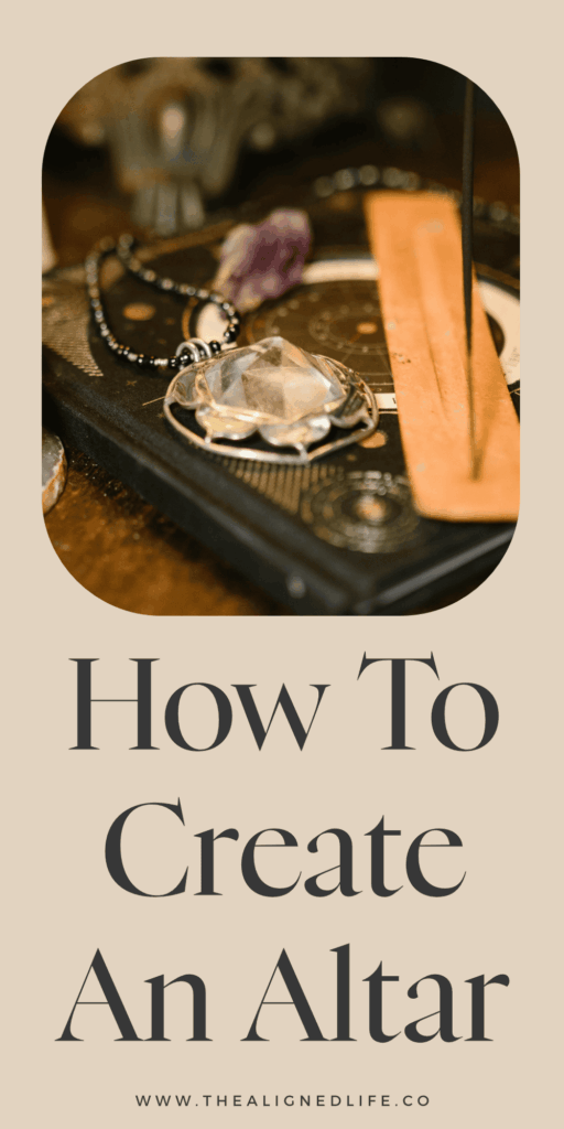 crystals and palo santo on an altar | How to Create An Altar: Creating Your Sacred Space | The Aligned Life Manifestation Blog