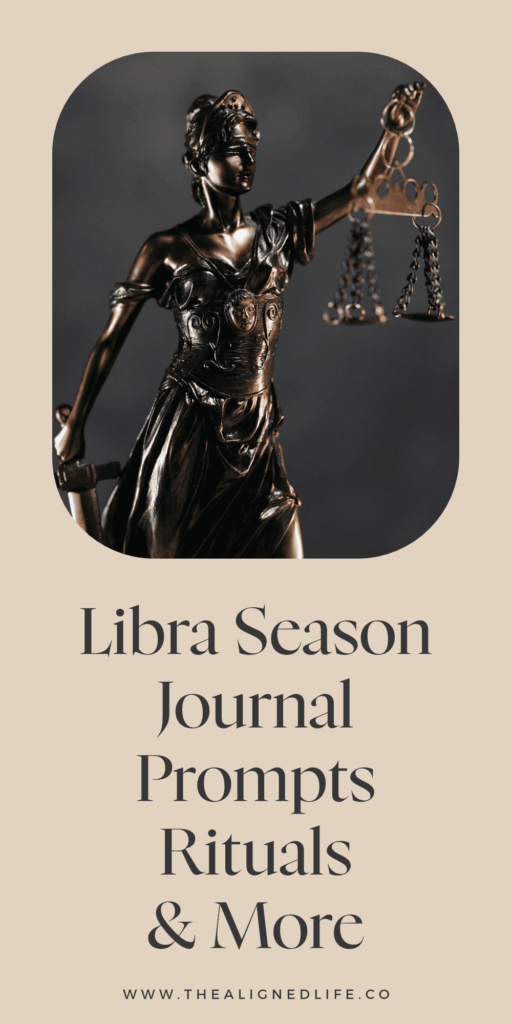 bronze statue of justice holding scales | Libra Season: Journal Prompts, Ritual Ideas & More