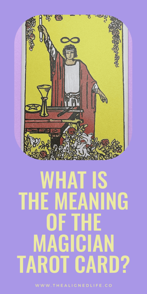 purple background with the Rider Waite Magician Tarot Card | The Magician Tarot Card Meaning & Guide