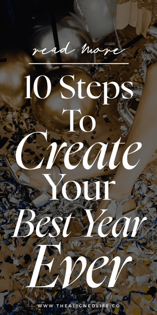 feet in silver chunky heels surrounded by confetti | 10 Steps To Create Your Best Year Ever | The 2026 Guide