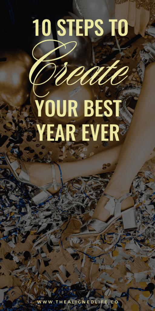 feet in silver chunky heels surrounded by confetti | 10 Steps To Create Your Best Year Ever | The 2026 Guide