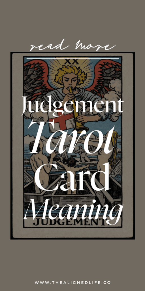 standing people in boats look up to the sky where an angel plays a trumpet | The Judgement card from the Rider Waite tarot deck
