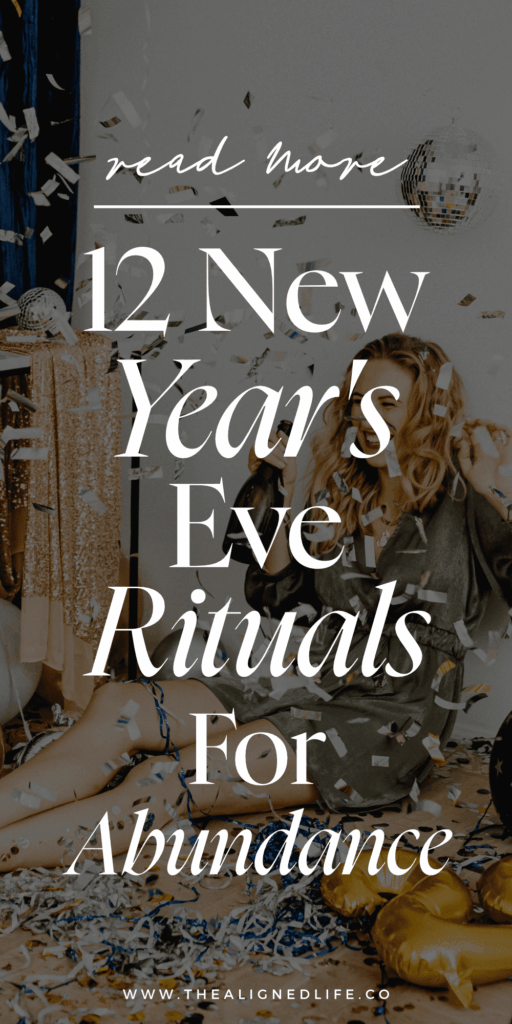 woman in a sparkly dress sits on the floor with confetti and a champagne bottle | 12 New Year's Eve Rituals for Abundance