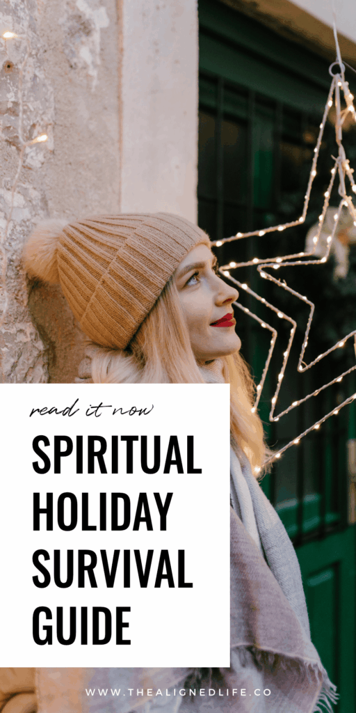 blonde woman in a beanie stands next to a star ornament | The Spiritual Holiday Survival Guide: Stay Chill Not Triggered