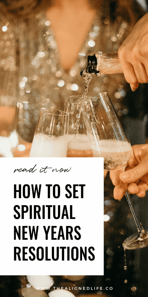 woman in a sequinned dress pouring champagne | How To Set Spiritual New Years Resolutions